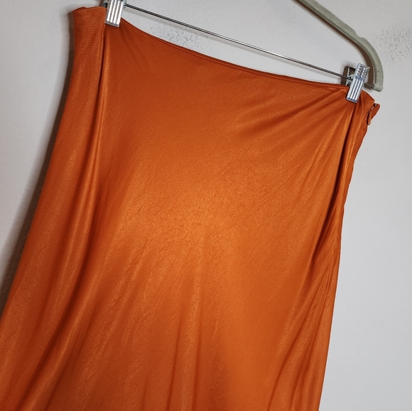 & Other Stories Orange Satin Midi Skirt Size 12 - Picture 11 of 16